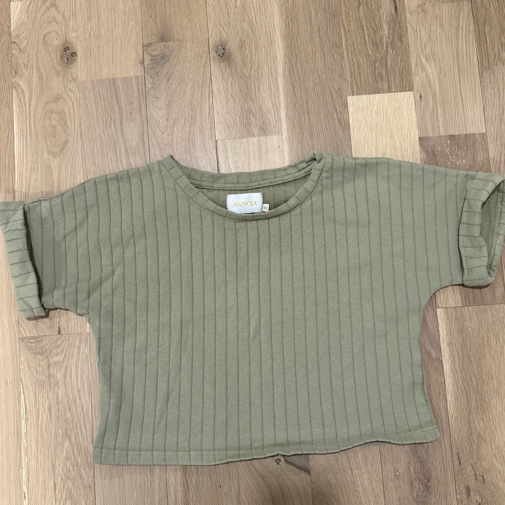 Sancia Sage Green Ribbed Cropped Shirt